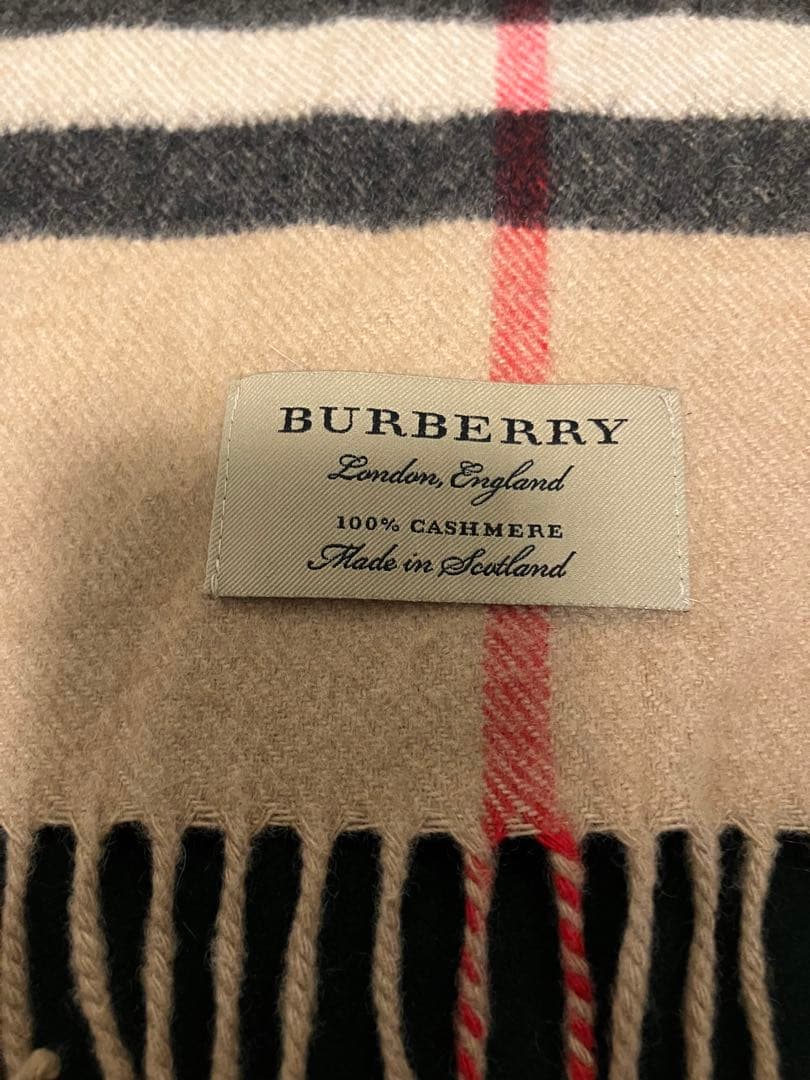 BURBERRY カシミヤ チェックマフラー 168x30cm