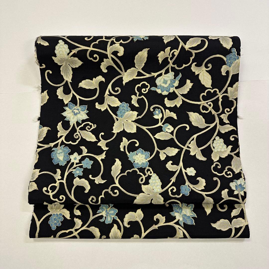 新品 正絹 九寸帯 名古屋帯 岡重 更紗 友禅 ムガ ムガシルク 未仕立品