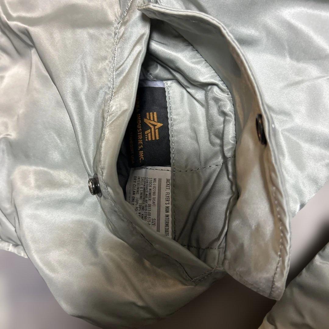 90s ALPHA USA製 MA-1 シルバー Lサイズ　『デッドストック』