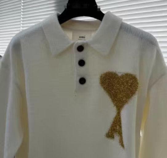 Ami Paris ホワイトポロニット 長袖セーターM