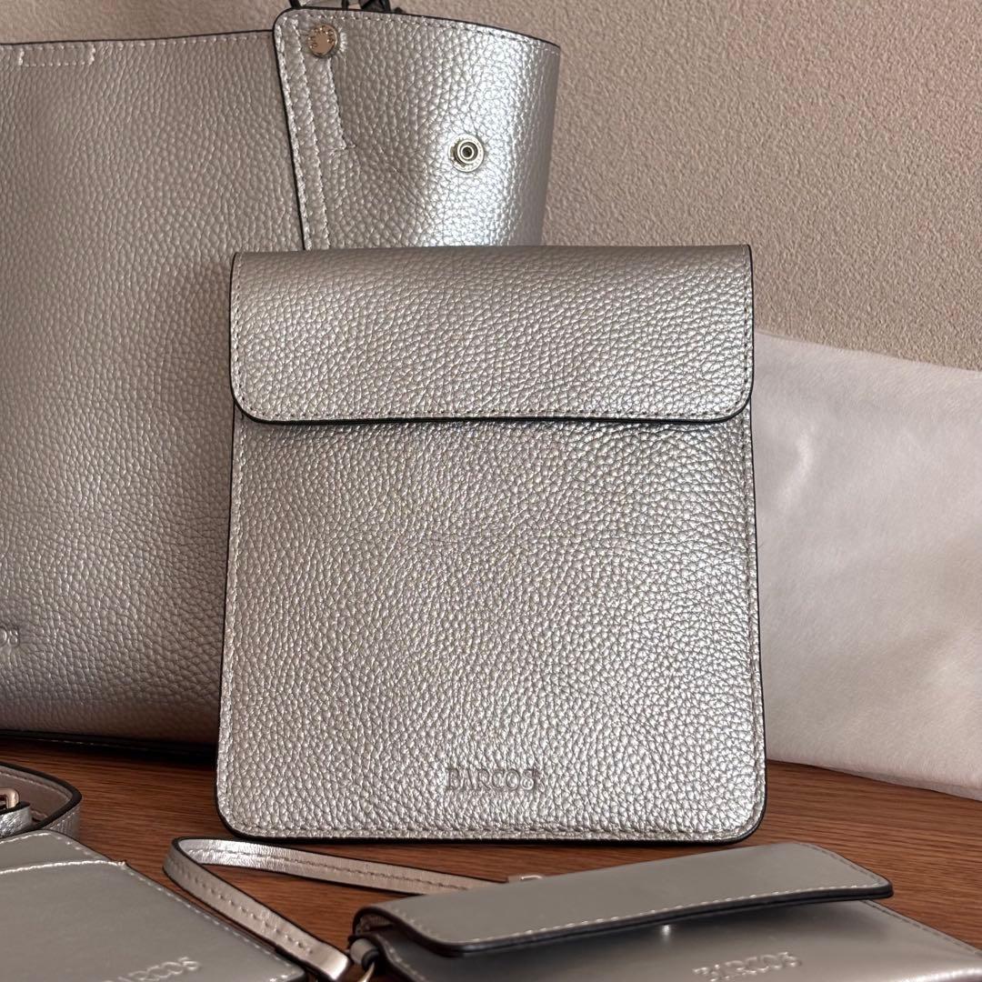 BARCOS レザー シルバー トートバッグ ポーチ パスケース ポシェット