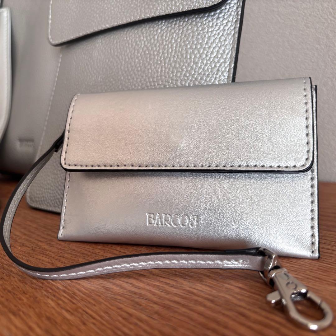 BARCOS レザー シルバー トートバッグ ポーチ パスケース ポシェット