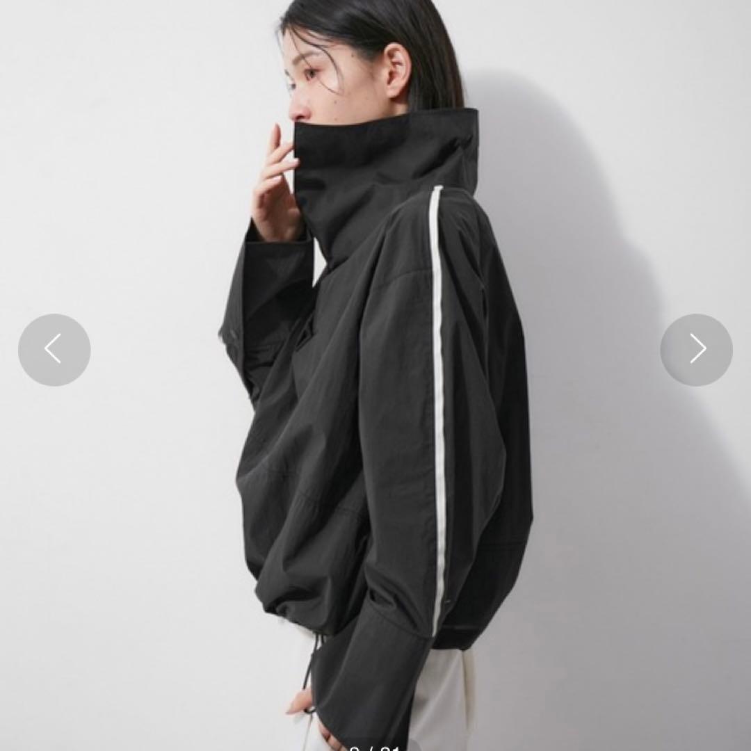 美品　アダムエロペ　ナイロンジャケット　スタンドネックドロストシャツ　ブルゾン黒