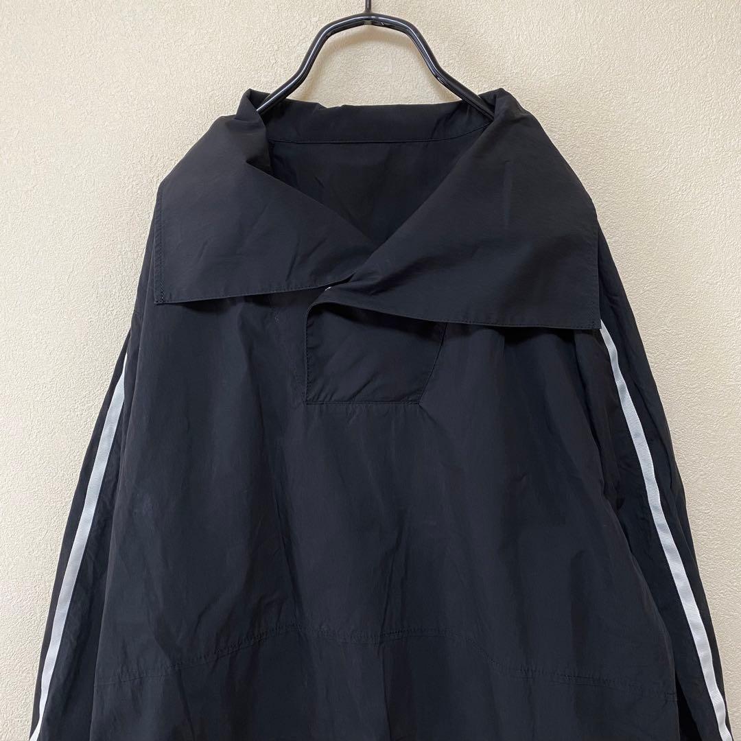 美品　アダムエロペ　ナイロンジャケット　スタンドネックドロストシャツ　ブルゾン黒