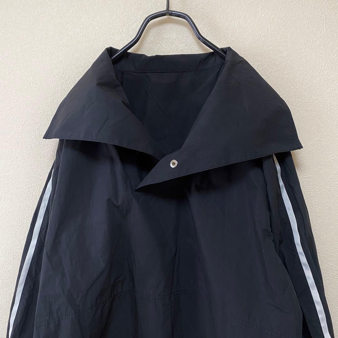 美品　アダムエロペ　ナイロンジャケット　スタンドネックドロストシャツ　ブルゾン黒