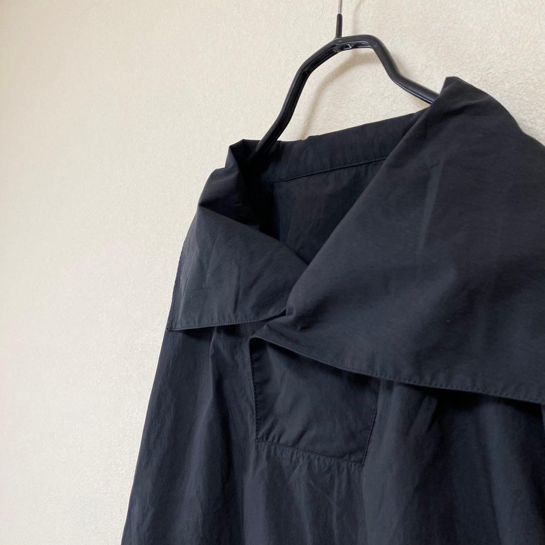 美品　アダムエロペ　ナイロンジャケット　スタンドネックドロストシャツ　ブルゾン黒