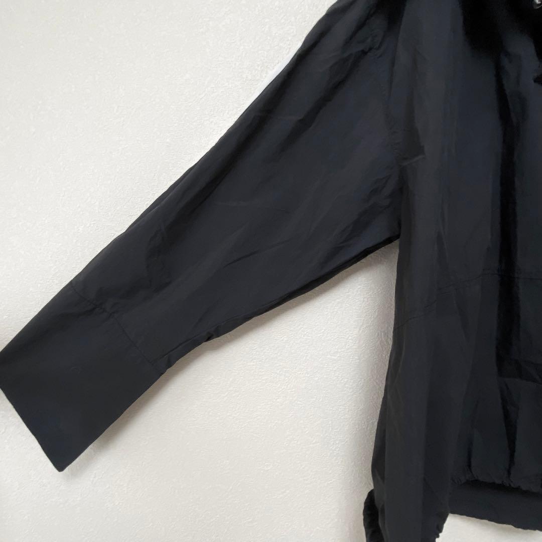 美品　アダムエロペ　ナイロンジャケット　スタンドネックドロストシャツ　ブルゾン黒