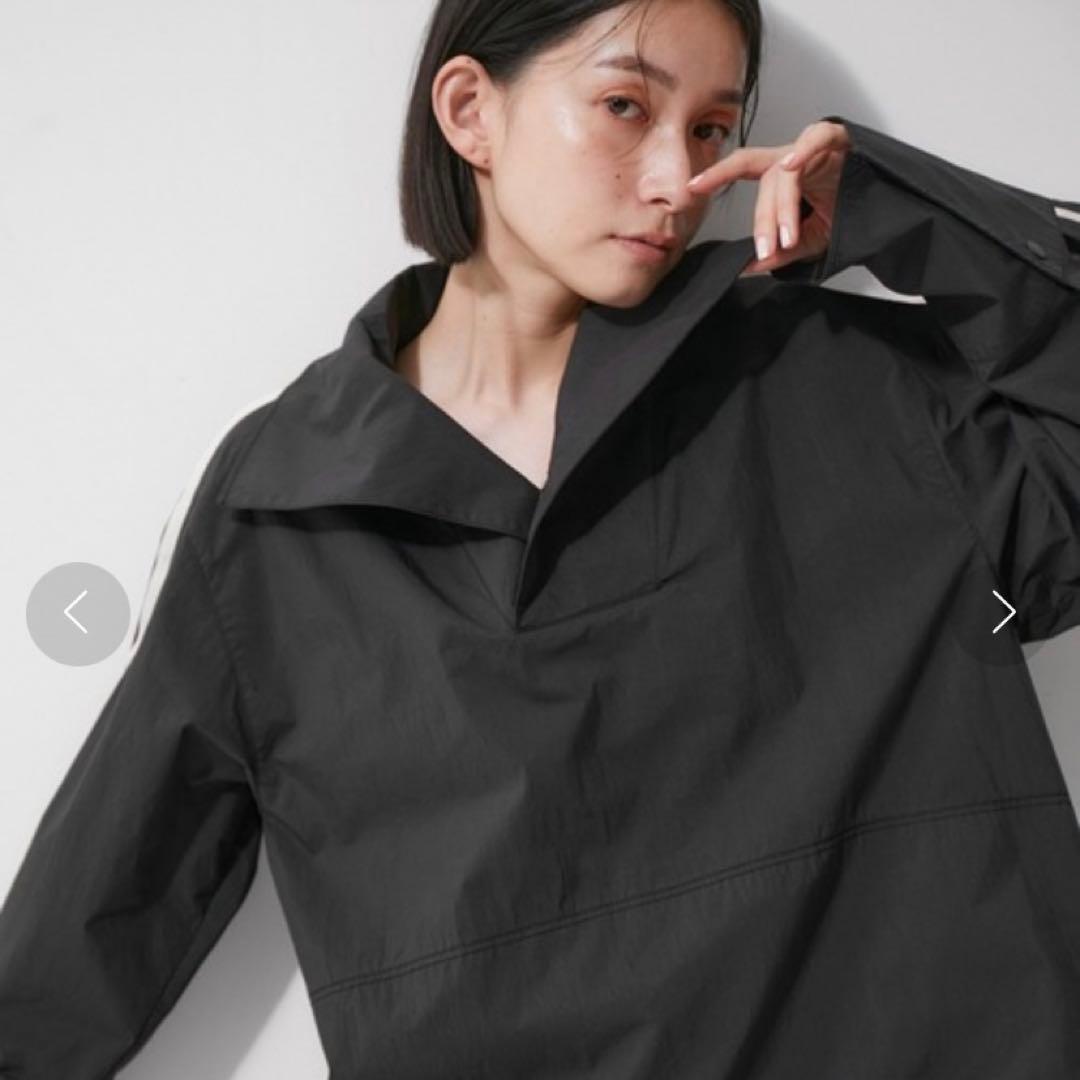 美品　アダムエロペ　ナイロンジャケット　スタンドネックドロストシャツ　ブルゾン黒