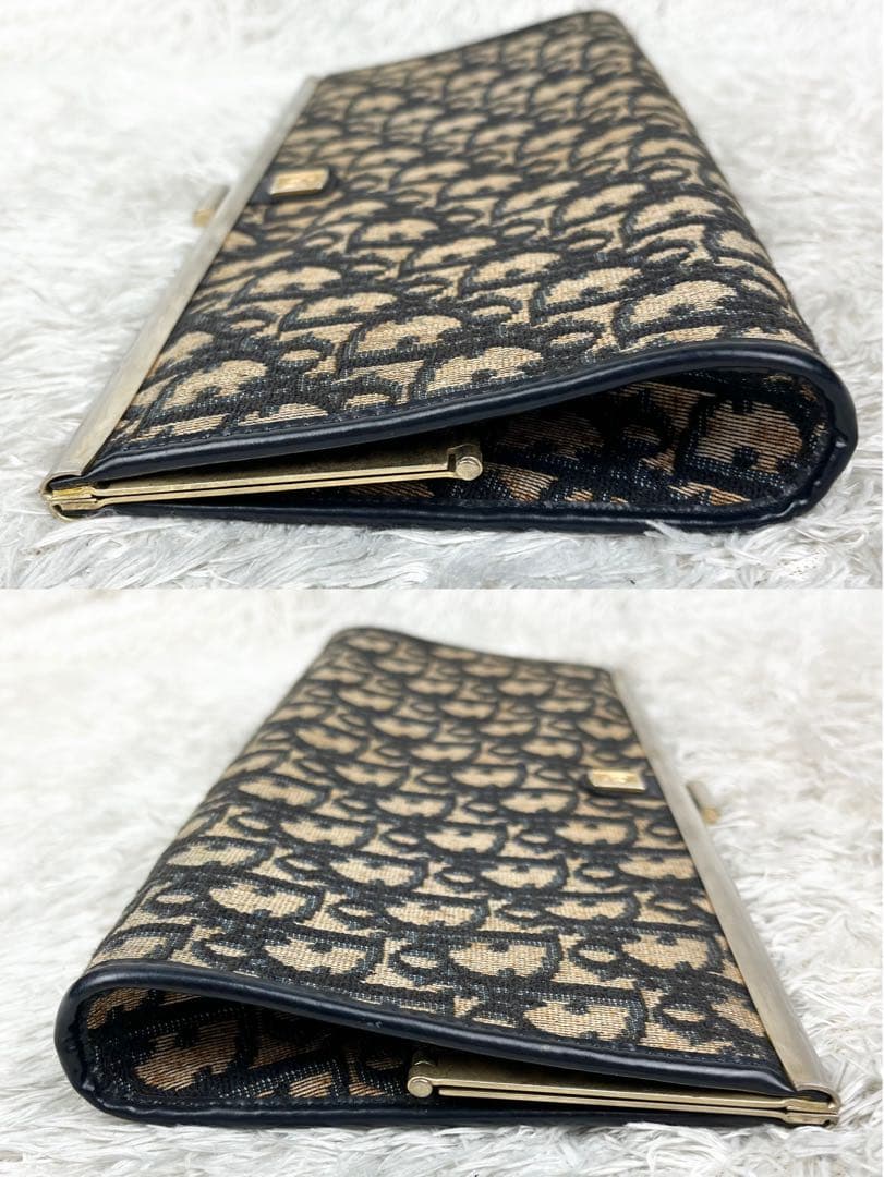 【美品】クリスチャンディオール トロッター ロゴ金具 がま口 クラッチバッグ