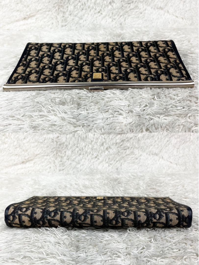 【美品】クリスチャンディオール トロッター ロゴ金具 がま口 クラッチバッグ