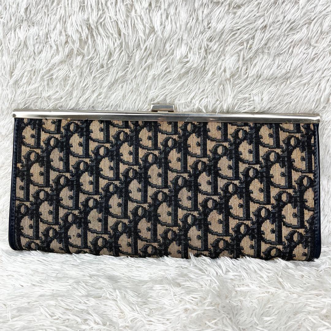【美品】クリスチャンディオール トロッター ロゴ金具 がま口 クラッチバッグ