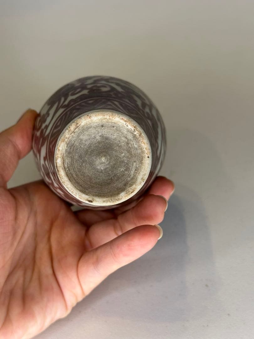 中国 明朝 釉裏紅 小壺 小瓶 花器 古磁器 骨董品