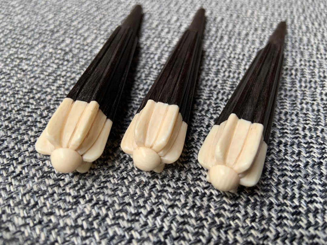 沖縄三線 黒木・天然牙製高級カラクイ3本セット