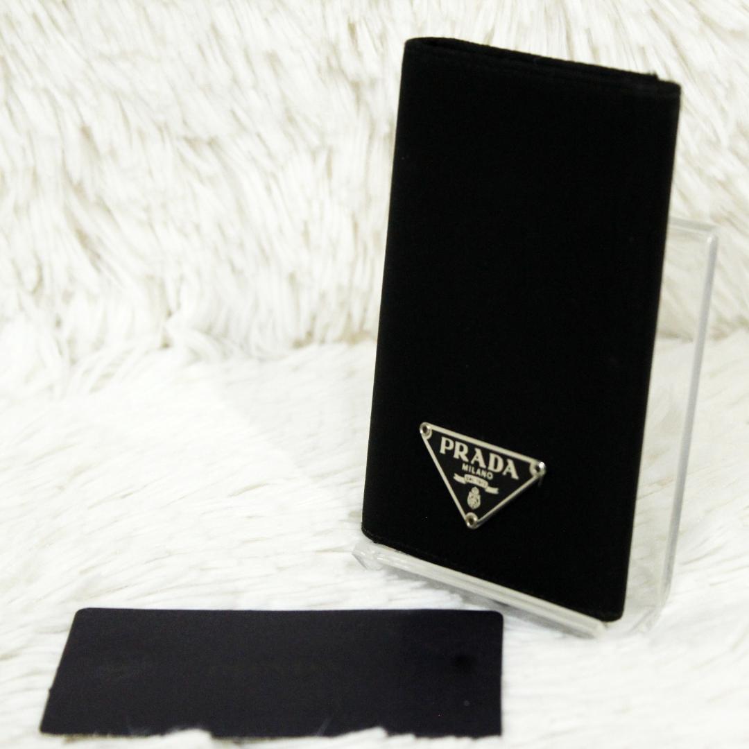 美品 PRADA プラダ 6連キーケース 三角ロゴ テスート ナイロン ブラック