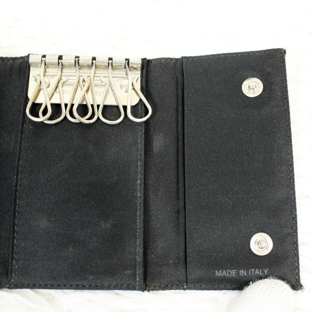 美品 PRADA プラダ 6連キーケース 三角ロゴ テスート ナイロン ブラック