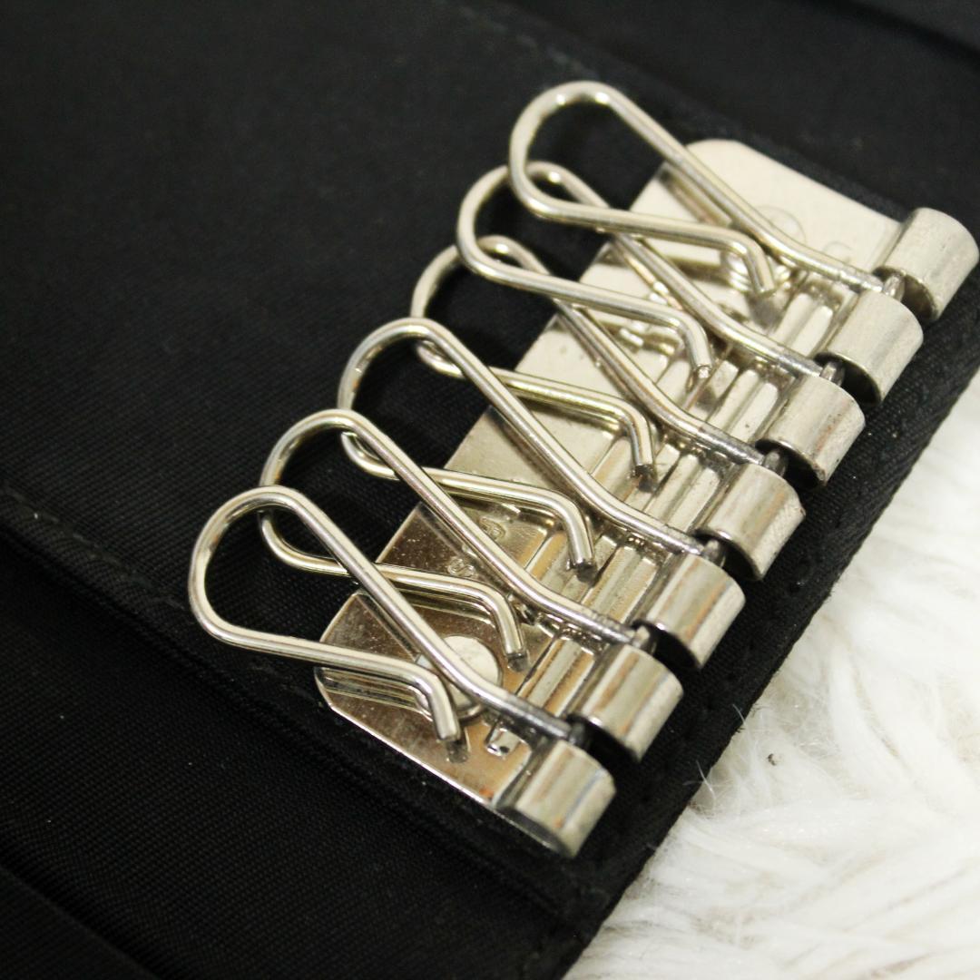 美品 PRADA プラダ 6連キーケース 三角ロゴ テスート ナイロン ブラック