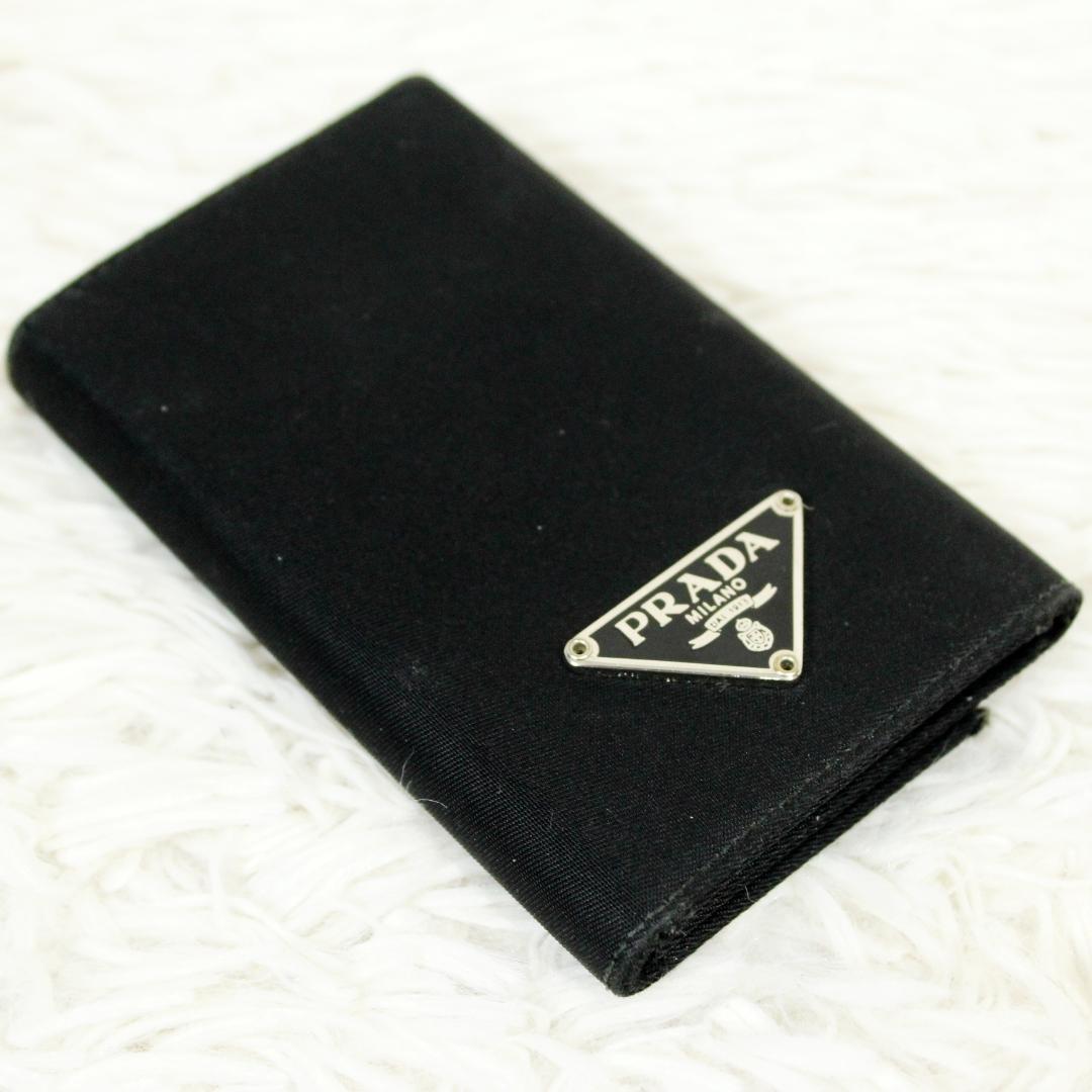美品 PRADA プラダ 6連キーケース 三角ロゴ テスート ナイロン ブラック