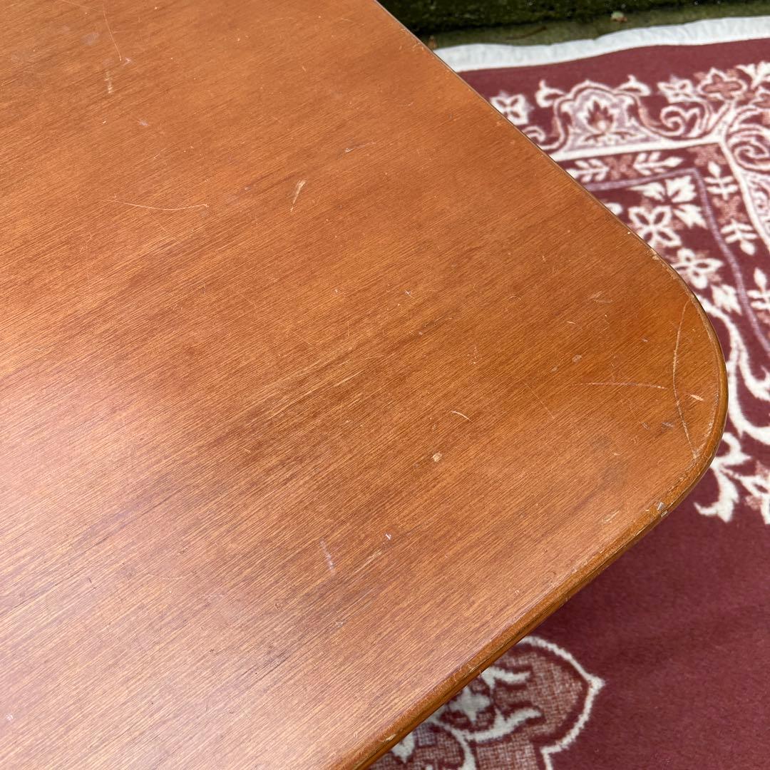 古家具ビンテージ品◾️サカベ 籐ラタン脚×木製天板 ローテーブル センターテーブル