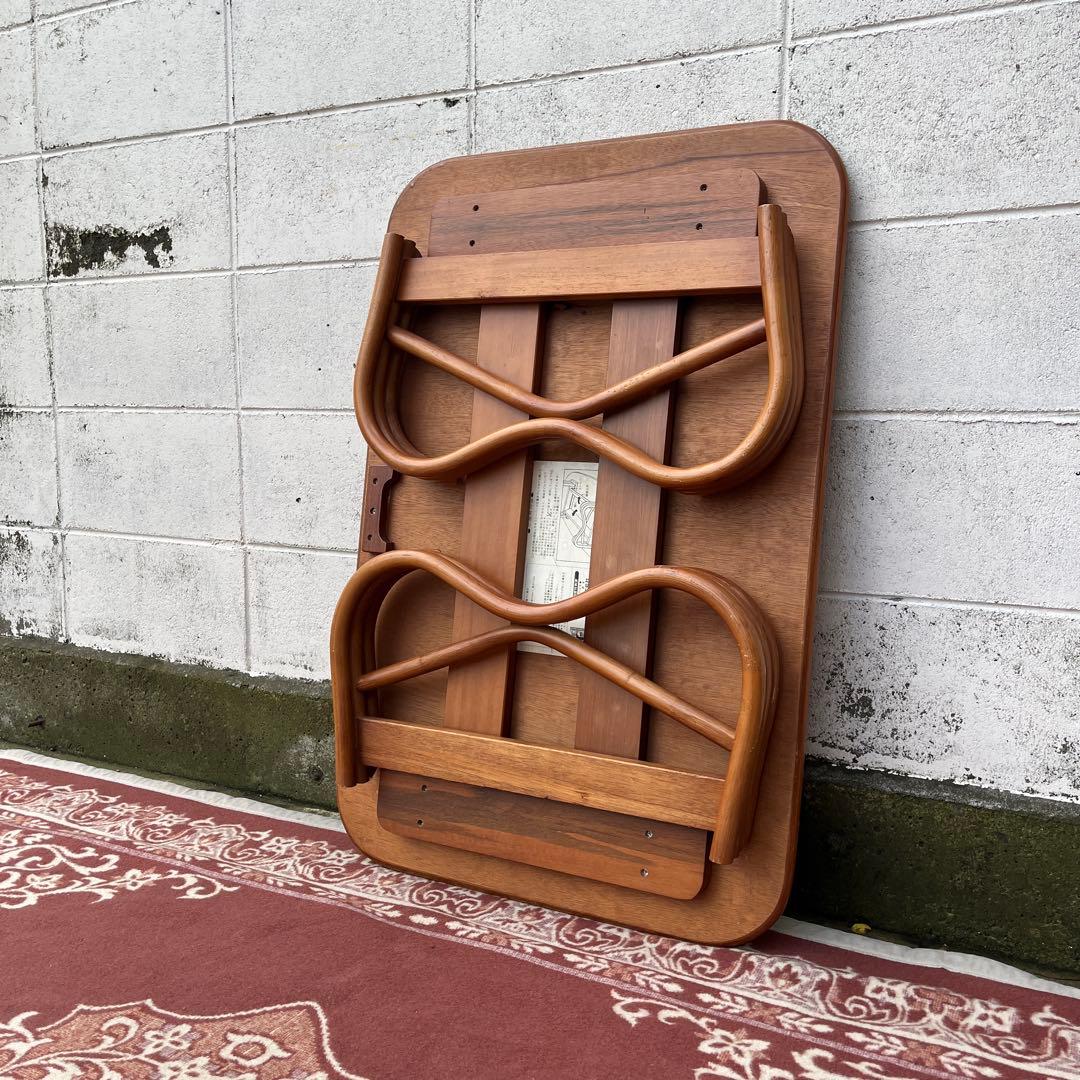 古家具ビンテージ品◾️サカベ 籐ラタン脚×木製天板 ローテーブル センターテーブル