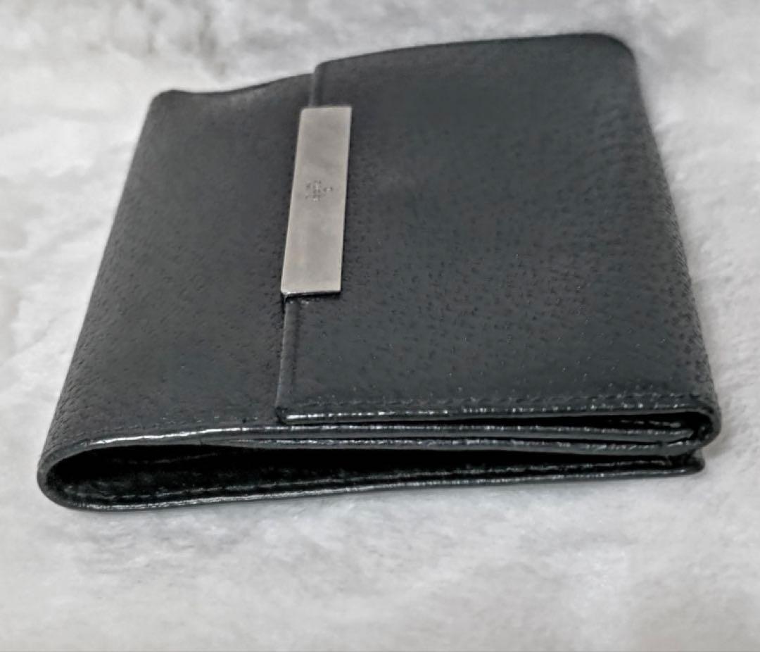 美品 GUCCI グッチ Wホック レザー 黒 ブラック 二つ折り財布 財布