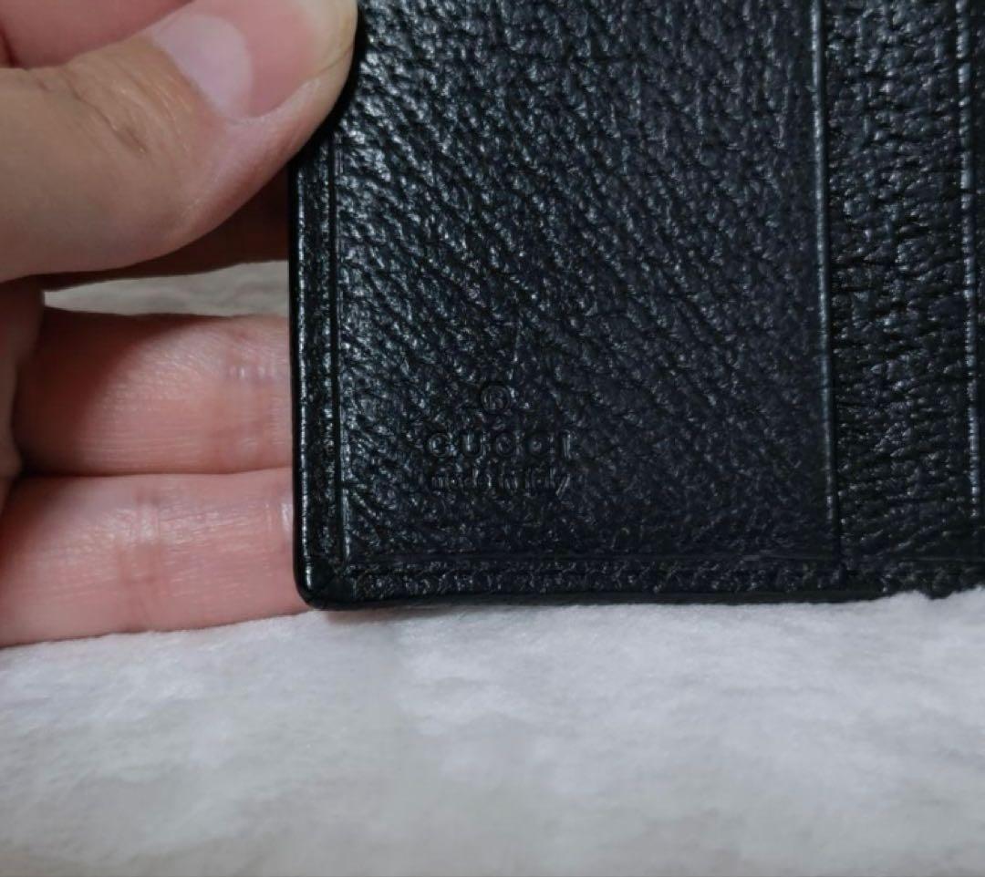 美品 GUCCI グッチ Wホック レザー 黒 ブラック 二つ折り財布 財布