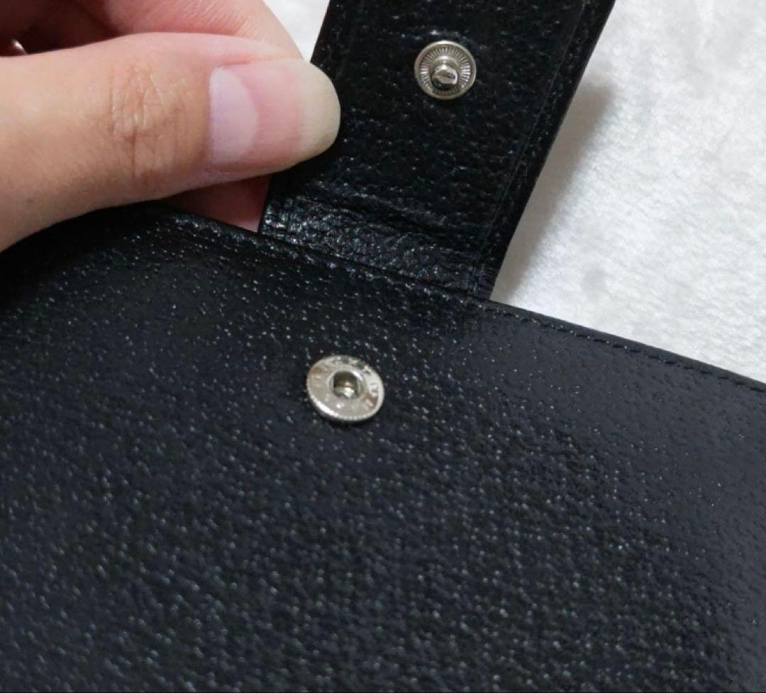 美品 GUCCI グッチ Wホック レザー 黒 ブラック 二つ折り財布 財布