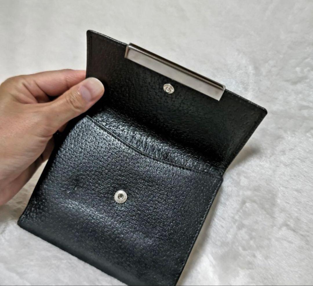 美品 GUCCI グッチ Wホック レザー 黒 ブラック 二つ折り財布 財布
