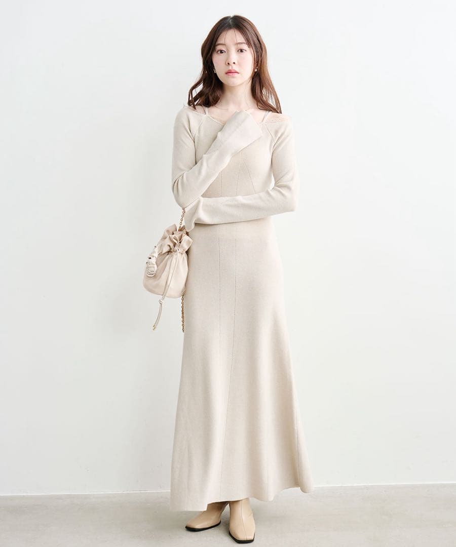 COCODEAL レースディティールオフショルニットワンピース（新品タグ付き）