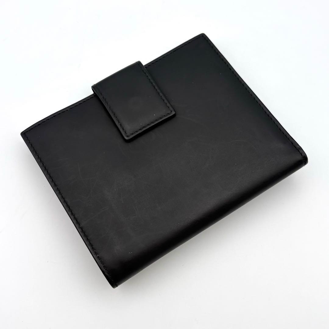 GUCCI グッチ 二つ折り財布 レザー ブラック バネ式金具 箱付