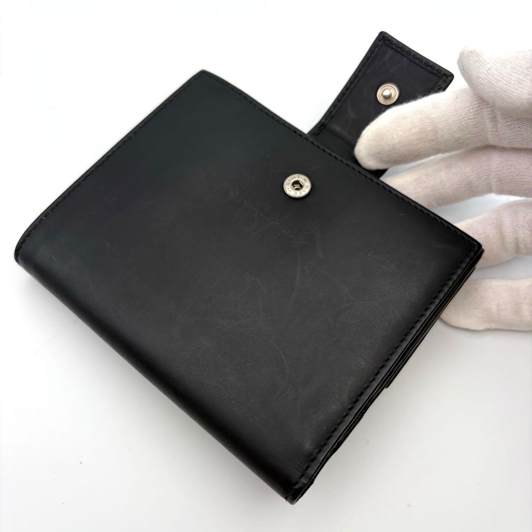 GUCCI グッチ 二つ折り財布 レザー ブラック バネ式金具 箱付