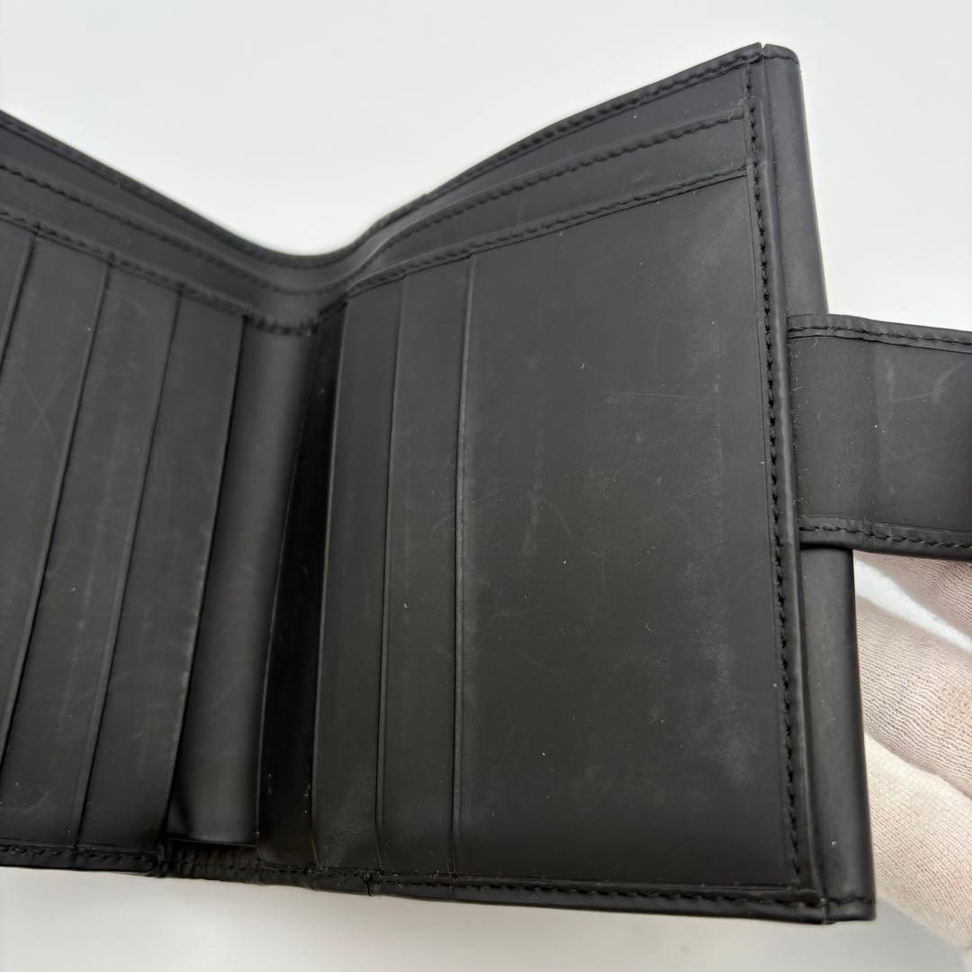 GUCCI グッチ 二つ折り財布 レザー ブラック バネ式金具 箱付