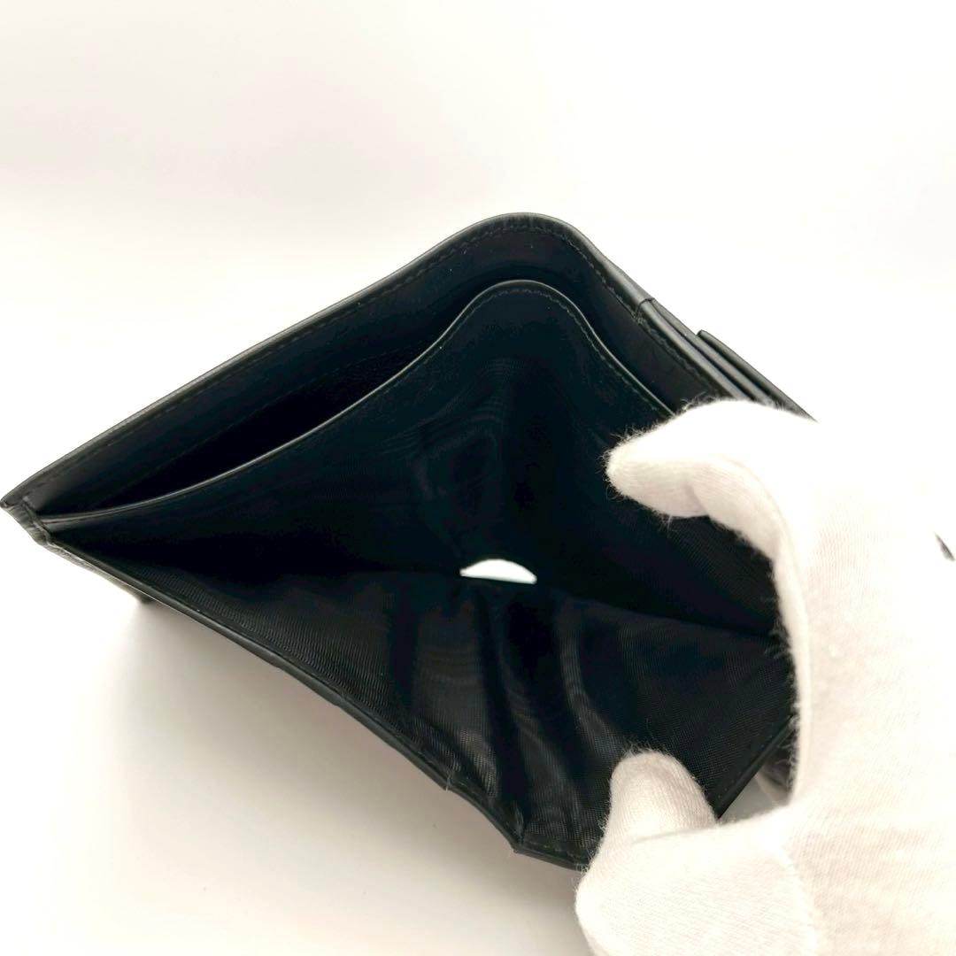 GUCCI グッチ 二つ折り財布 レザー ブラック バネ式金具 箱付