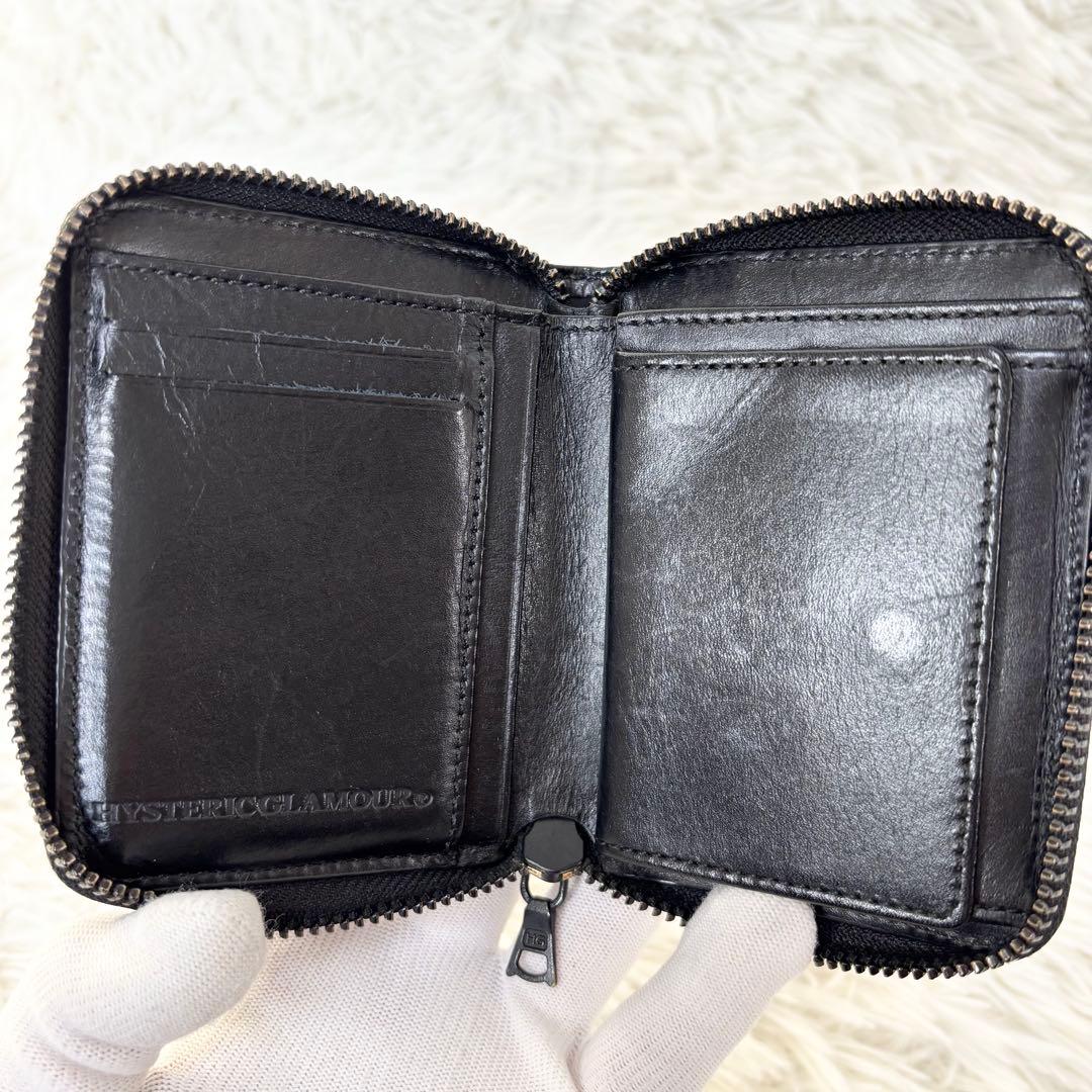 HYSTERIC GLAMOUR 折財布　ラウンドファスナー　スタッズ　黒　箱付