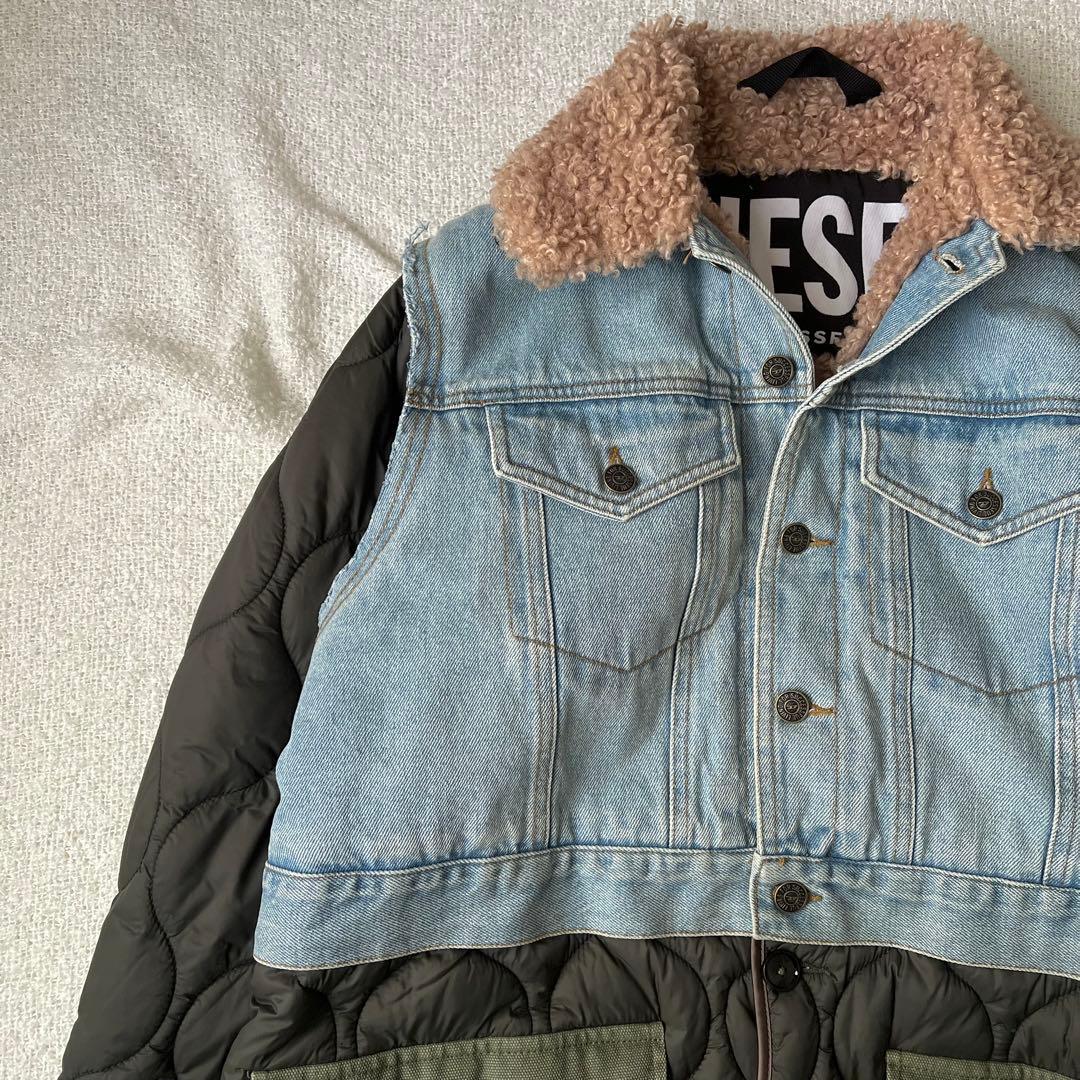 【美品】DIESEL 2wayキルティング切替デニムジャケットボア ユニセックス