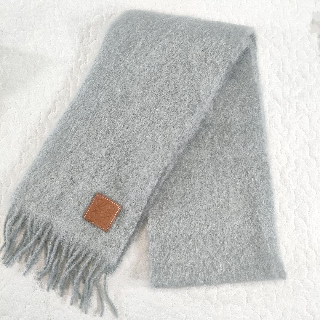 美品✨LOEWE　モヘヤ×ウール　マフラー　2色セット　フカフカ　グレー　黒