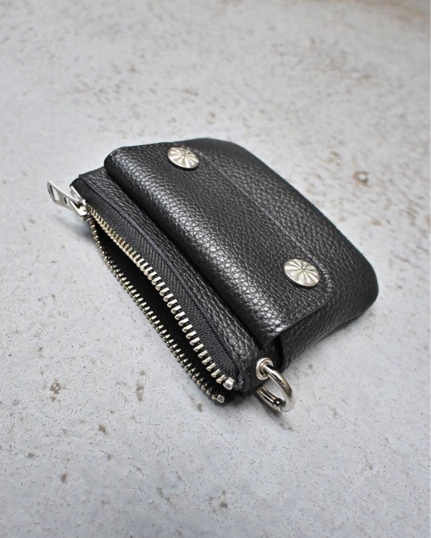 小物 LOMEI Zipper Compact Wallet Black
