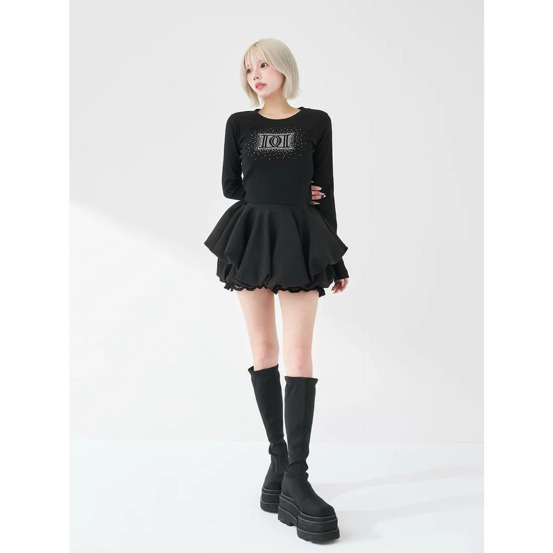 新品タグ付き ダーリッチ シャイニーDDロゴコンパクトロングTシャツ グレー