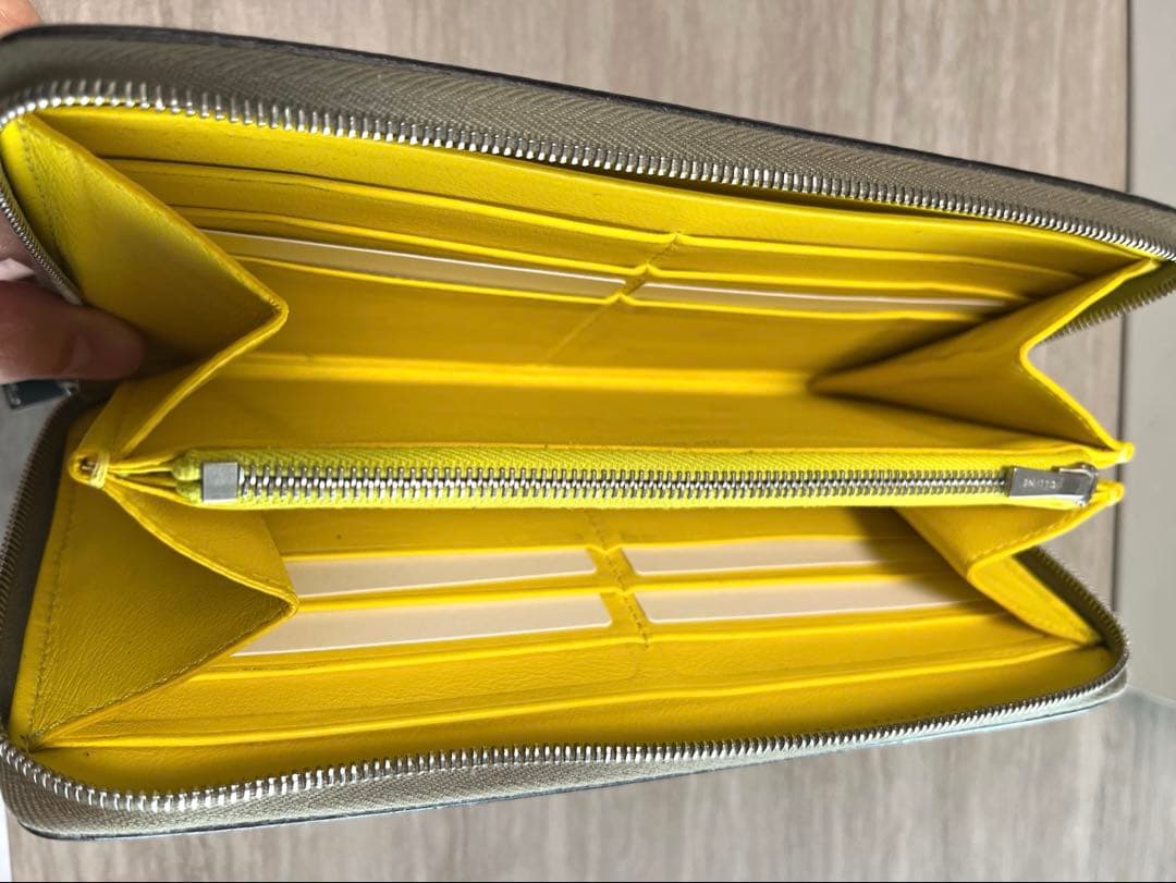 セリーヌ　CÉLINE グレージュ　長財布 バイカラー　イエロー