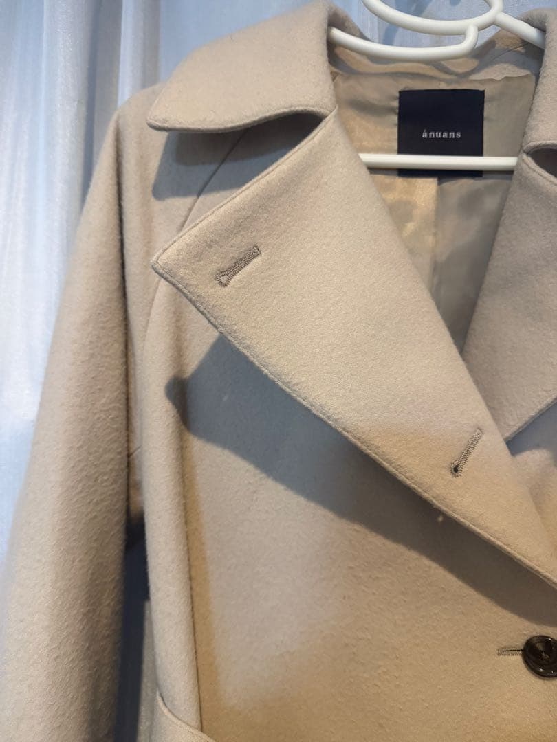 アニュアンスウールロングトレンチコート　anuans