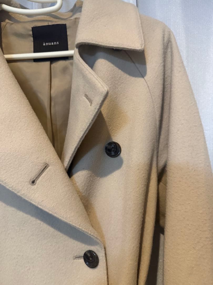 アニュアンスウールロングトレンチコート　anuans