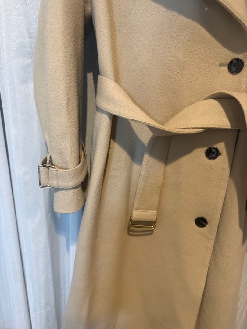 アニュアンスウールロングトレンチコート　anuans