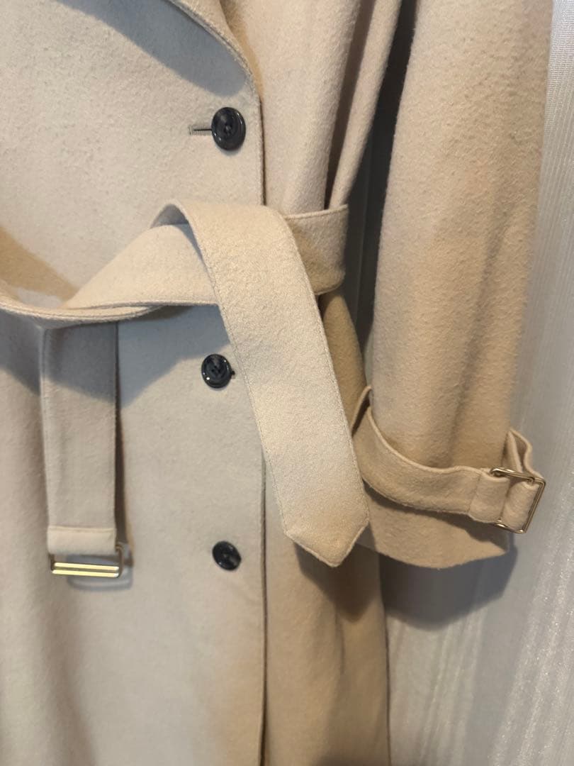 アニュアンスウールロングトレンチコート　anuans