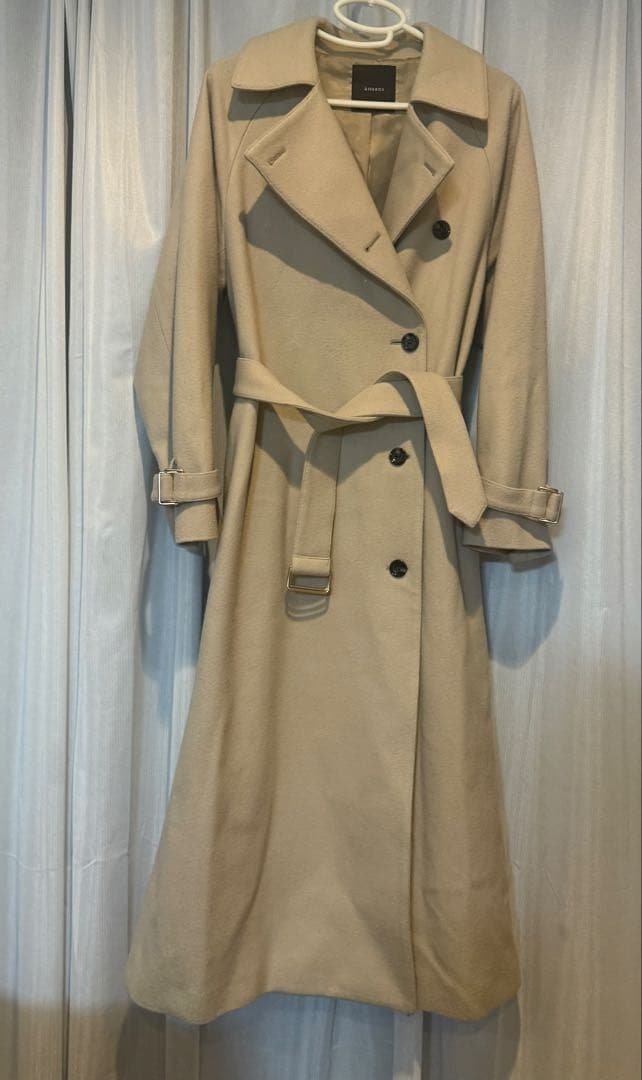 アニュアンスウールロングトレンチコート　anuans