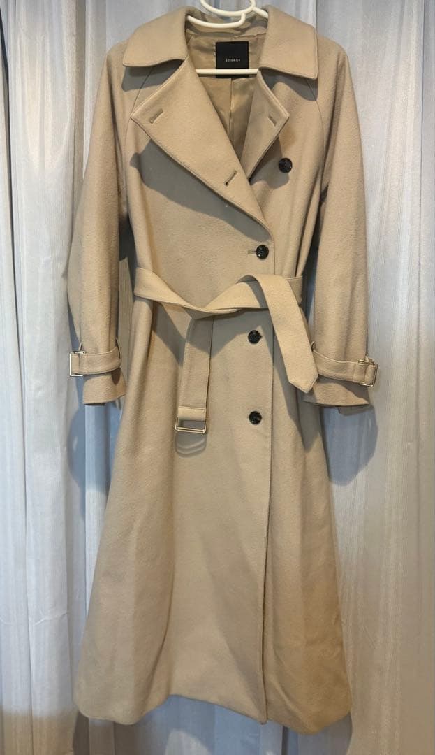 アニュアンスウールロングトレンチコート　anuans