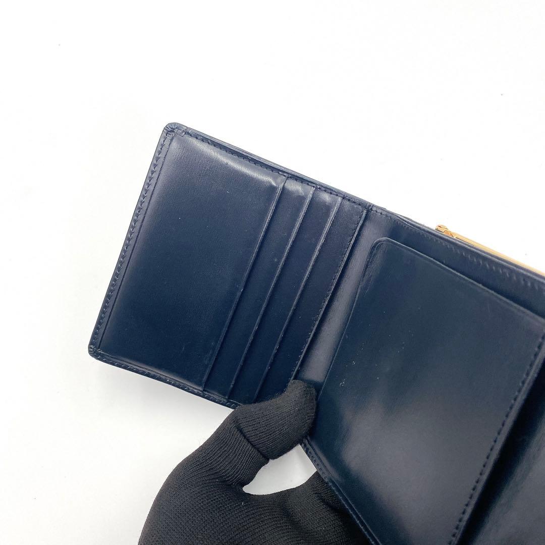 Cartier カルティエ サファイア ライン がま口 三つ折り財布 ネイビー