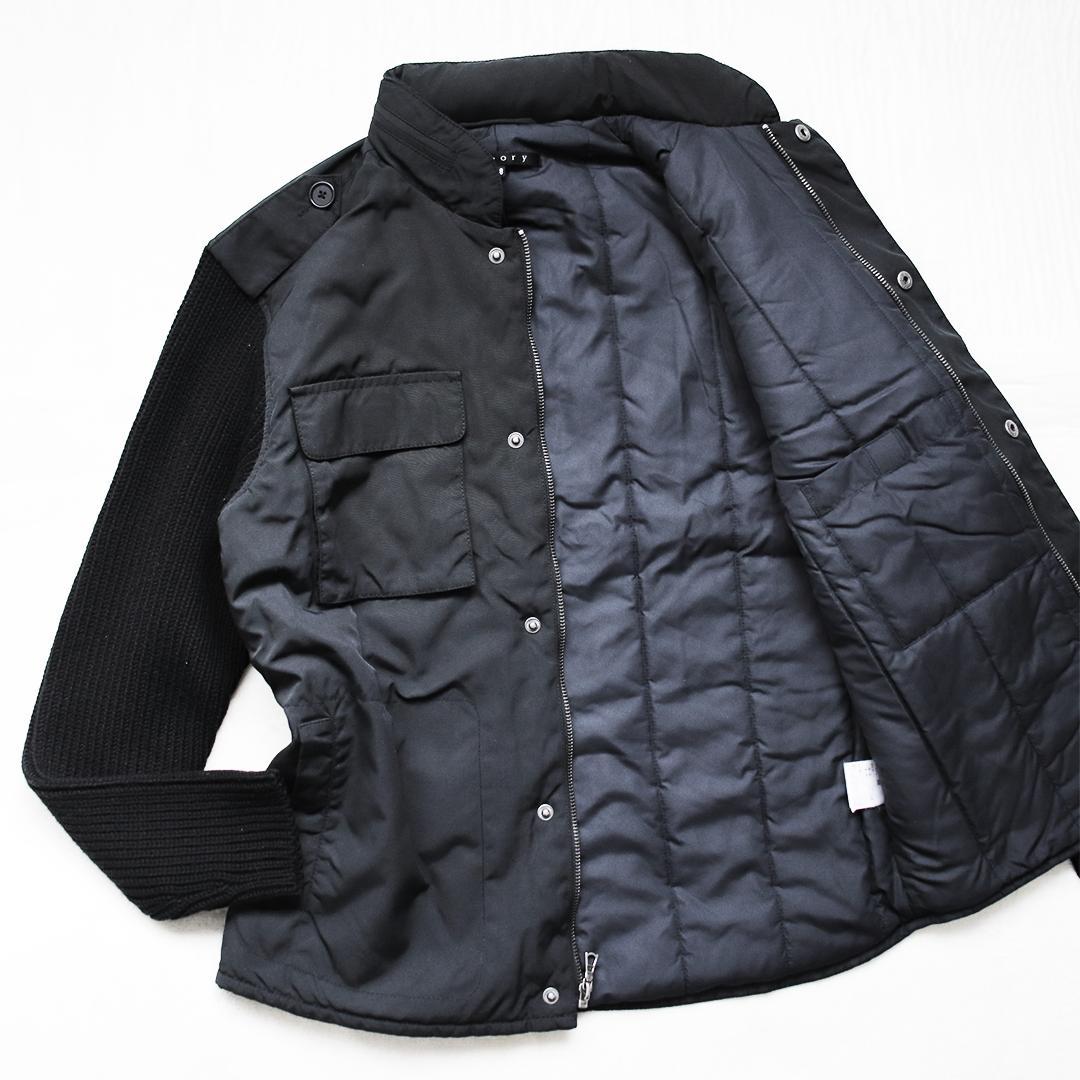 希少✨セオリー 切り替え中綿ジャケット 袖ニット フード収納 キルティング
