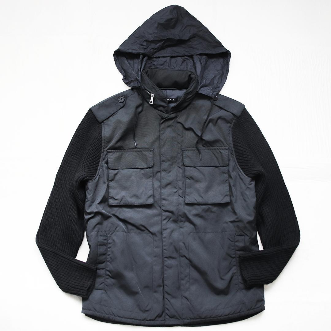 希少✨セオリー 切り替え中綿ジャケット 袖ニット フード収納 キルティング