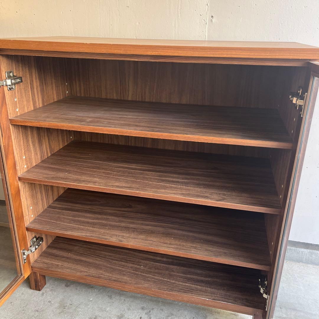 美品・廃盤希少★無印 ウォールナット材キャビネット・ガラス扉