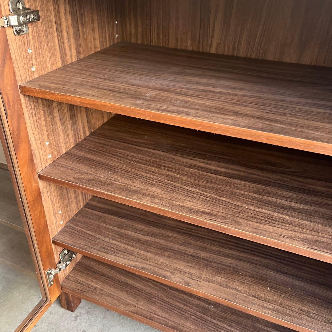 美品・廃盤希少★無印 ウォールナット材キャビネット・ガラス扉