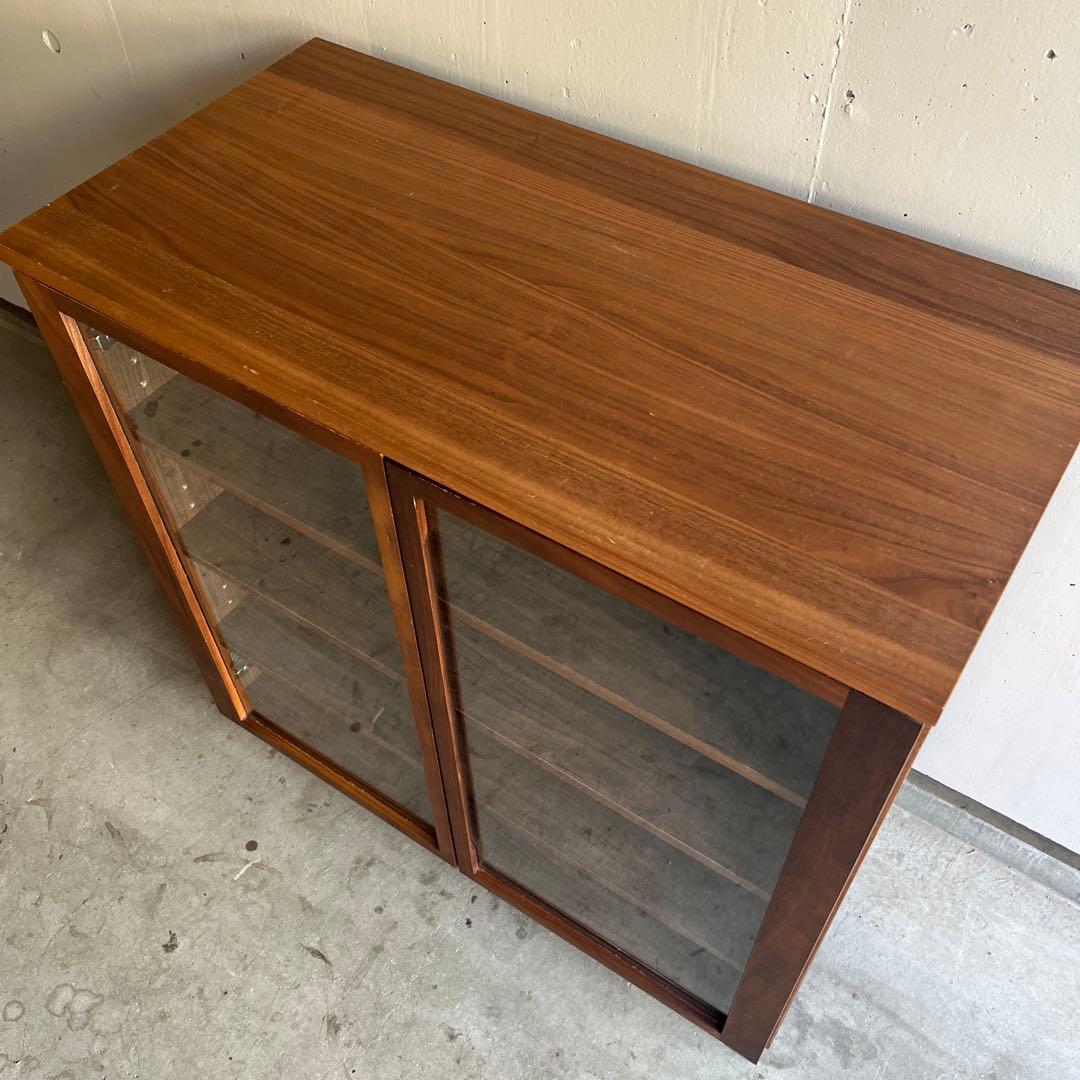 美品・廃盤希少★無印 ウォールナット材キャビネット・ガラス扉